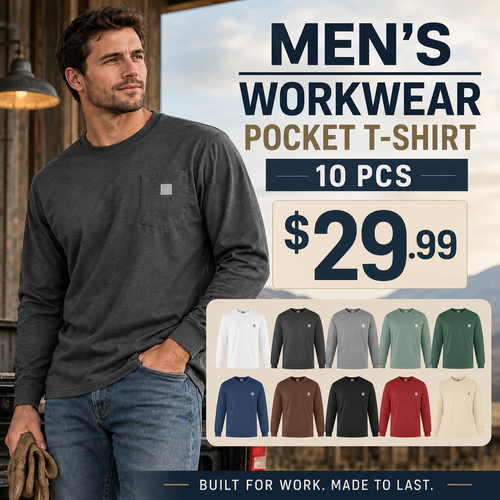 🔥Last Day Promotion!CHT Men's K126 Workwear Loose Fit Heavyweight Short-Sleeve Pocket T-Shirt (Also Available in Big & Tall)