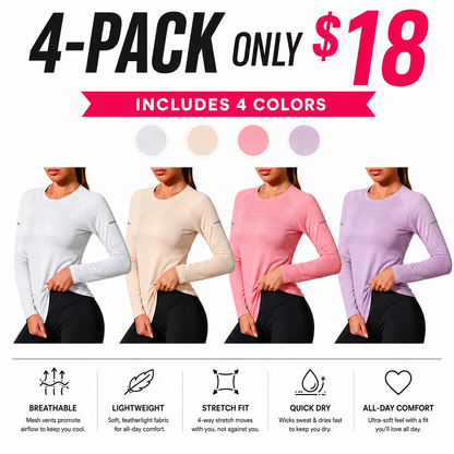 Women's Long Sleeve Stretch Crew Neck Top – Lightweight Everyday Activewear