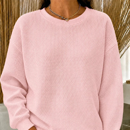 CLEARANCE SALE🔥Women's Waffle Knit Crewneck Sweatshirt