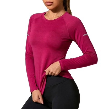 Women's Long Sleeve Stretch Crew Neck Top – Lightweight Everyday Activewear