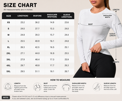 Women's Long Sleeve Stretch Crew Neck Top – Lightweight Everyday Activewear