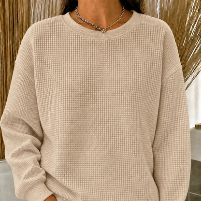 CLEARANCE SALE🔥Women's Waffle Knit Crewneck Sweatshirt