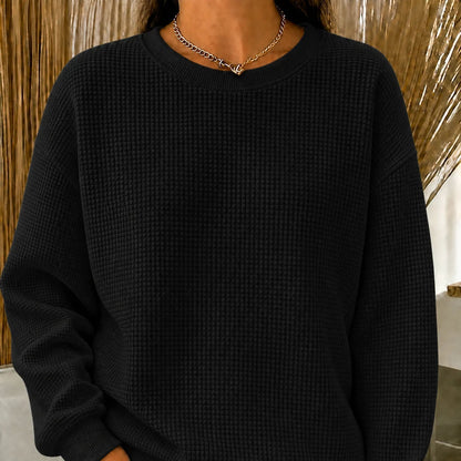 CLEARANCE SALE🔥Women's Waffle Knit Crewneck Sweatshirt