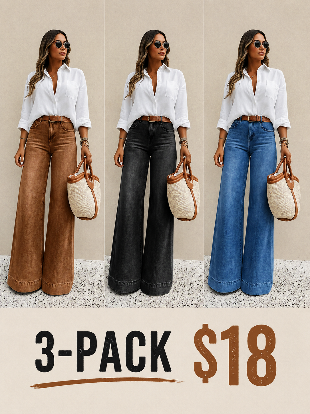 Women's Loose Fit Baggy Oversized Straight Leg Denim Jeans with Pockets