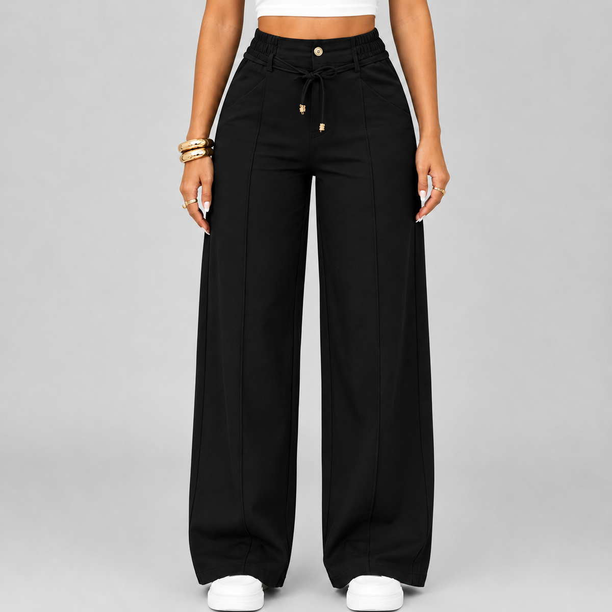 💥Last Day Promotion💥New Summer Drawstring High Waist Wide Leg Pants